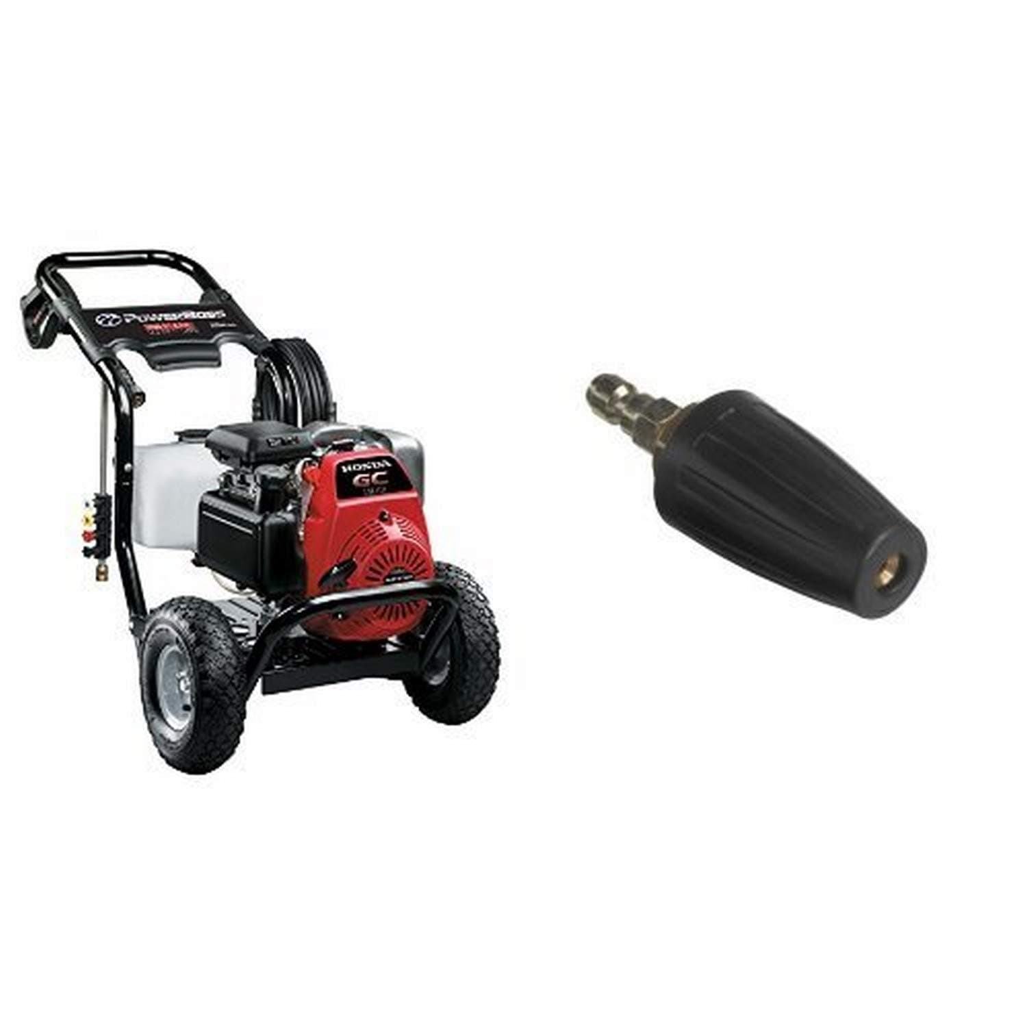 PowerBoss 20649 Gas Powered Pressure Washer 3100 PSI 2.7 GPM Honda GC190 Engine with Quick-Connect Turbo Spray Nozzle