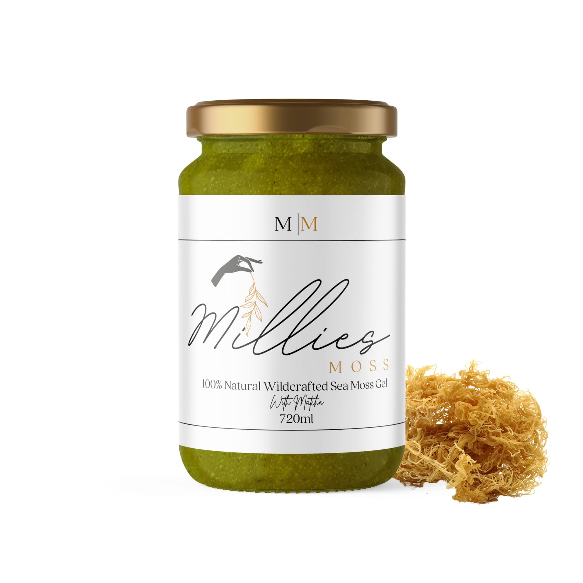 Organic Sea Moss Gel | Wildcrafted & Ethically Sourced | Dr Sebi Approved | Caribbean Irish Moss| Vegan Friendly | 92 Vitamins & Minerals (Matcha, 720ML)