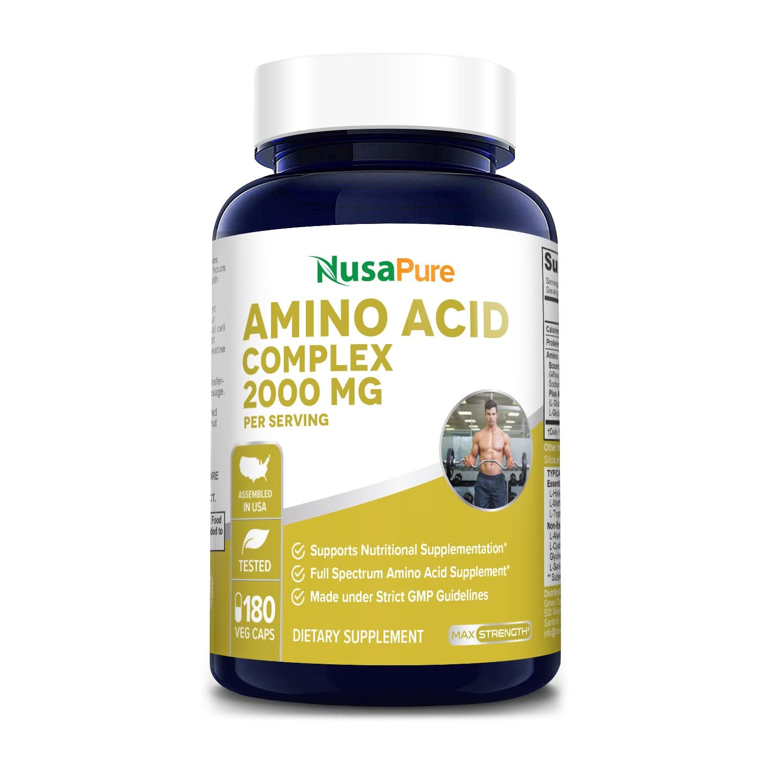 Amino Acid Complex Blend 2000 mg 180 Caps (Non-GMO & Gluten-Free) Supports Lean Muscle Mass*