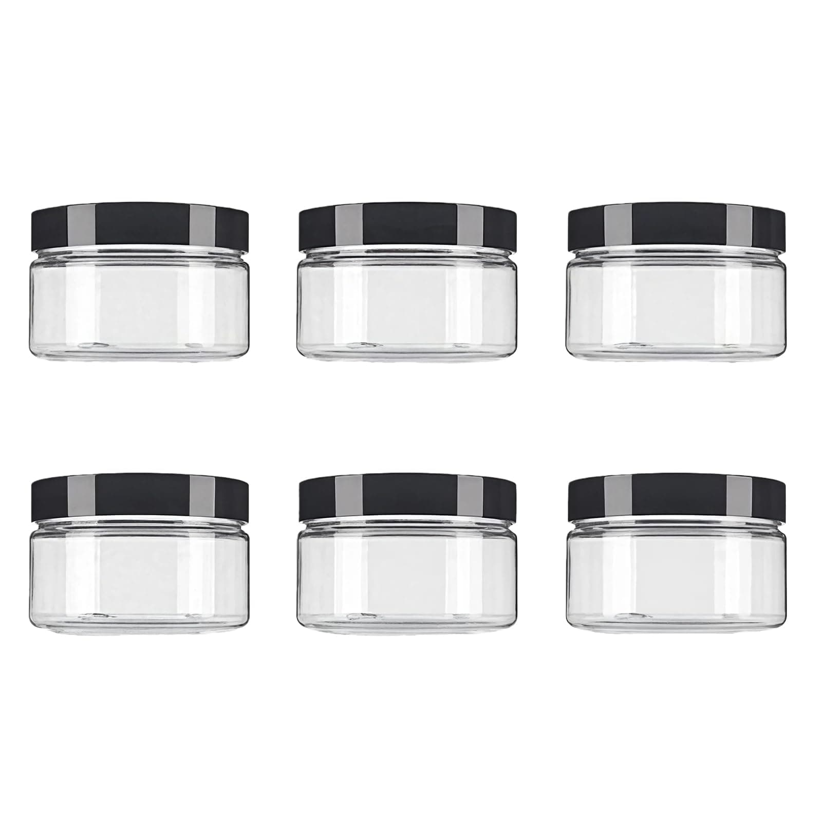 6Pcs 250ml/8oz Plastic Refillable Jars Empty Cosmetic Containers Cases with Black Lid Cream Lotion Box Ointments Bottle Food Bottle Makeup Pot Jar for Lip Balm Make Up Eye Shadow Powder