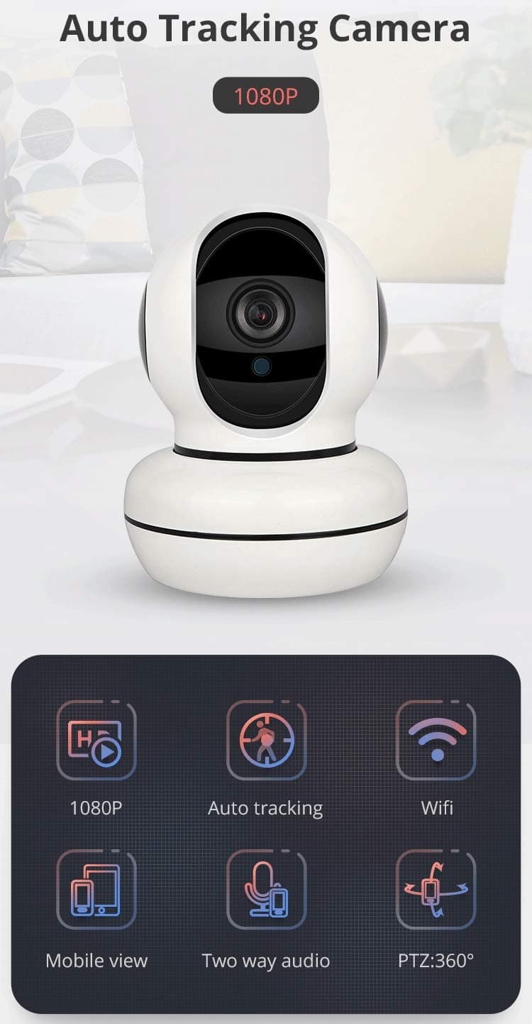 Ovegna BC03: HD 1080P / 2MP IP Security Camera, Motion Auto Tracking, Wireless, CCTV, IR, Alarm, Microphone (Speak/Listen), TF/Cloud Card Storage, Indoor