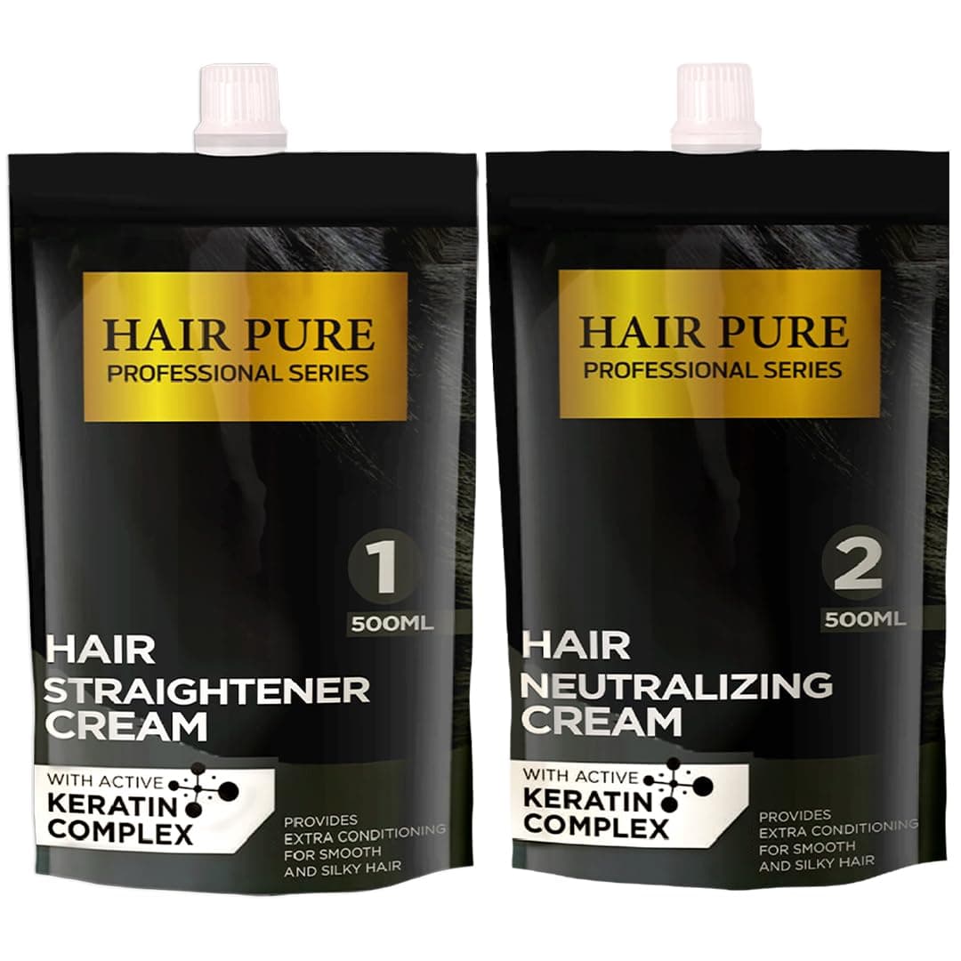 Straightener Cream with Active Keratin Complex | Professional Hair Smoothing Treatment with Argan Oil & Heat Protection | Long-Lasting Silky Straight Hair | Frizz Control| Hair Straightener Cream (500ml)