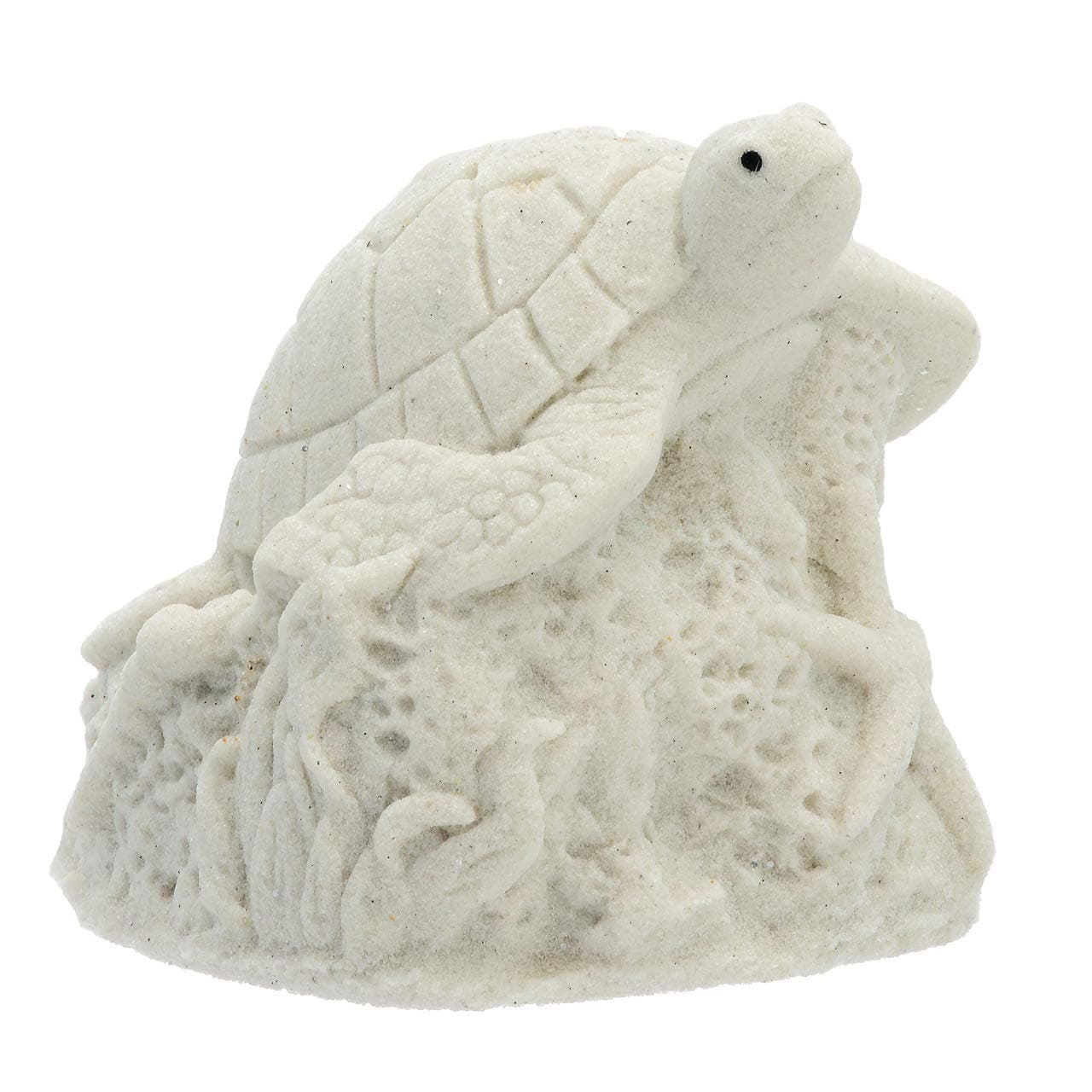 SANDDECO Sand Sculpture Figurine Sea Turtle STU02 Beach Home Decor Collectible (White)