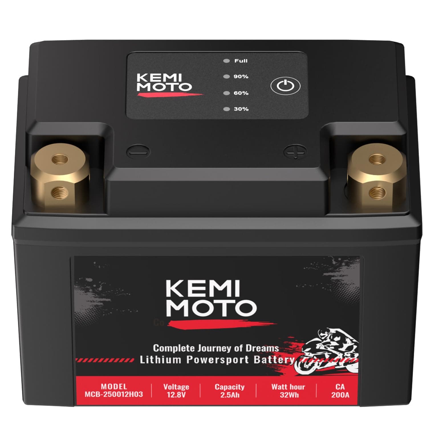KEMIMOTO Lithium Motorcycle Battery YTX5L-BS/YTX4L-BS, LiFePO4 Lithium Battery 12v 2.5Ah, Pre-Charged Powersports Battery, with 2 Universal-Fit EVA Spacers, Compatible with Motorcycle ATV Jet Ski