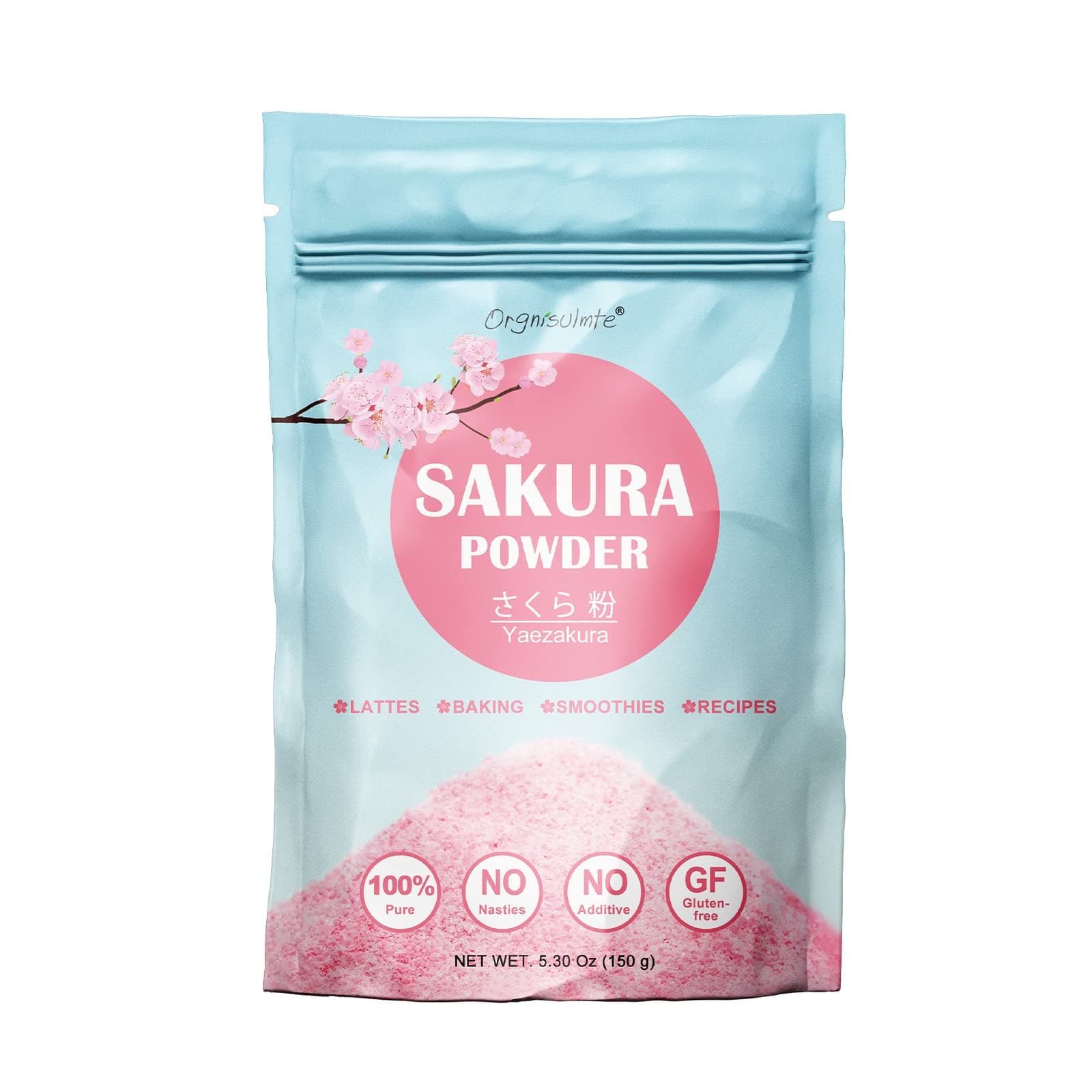 Sakura Powder 100% Japanese Cherry Blossom, Sakura Latte Gluten-Free, Keto Friendly, Made in Japan 5.3 Oz (150g)