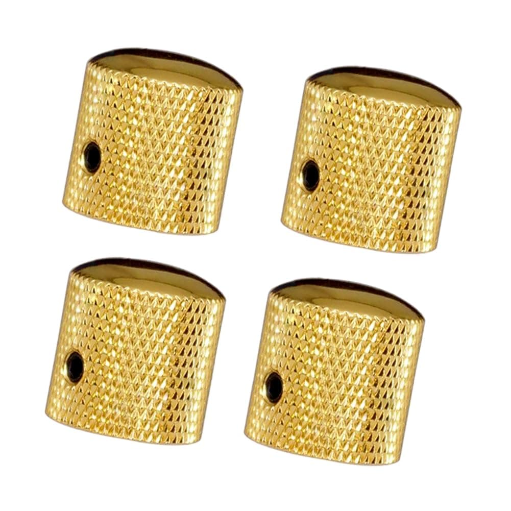 Pack of 4pcs Brass Dome Knob Volume Tone Control Knobs for Electric Guitar Bass Screw Type (Gold)
