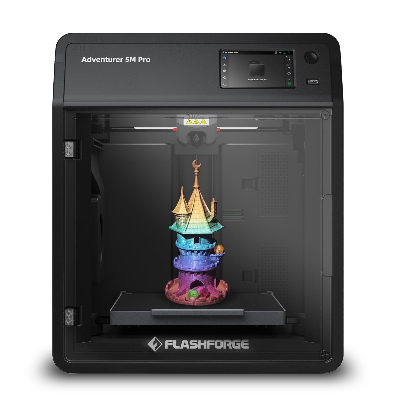 Adventurer 5M Pro 3D Printer with 1 Click Auto Printing System, 600mm/s High-Speed, Quick Detachable 280°C Nozzle, Core XY All-Metal Structure, Multi-Functional 220x220x220mm 3D Printer