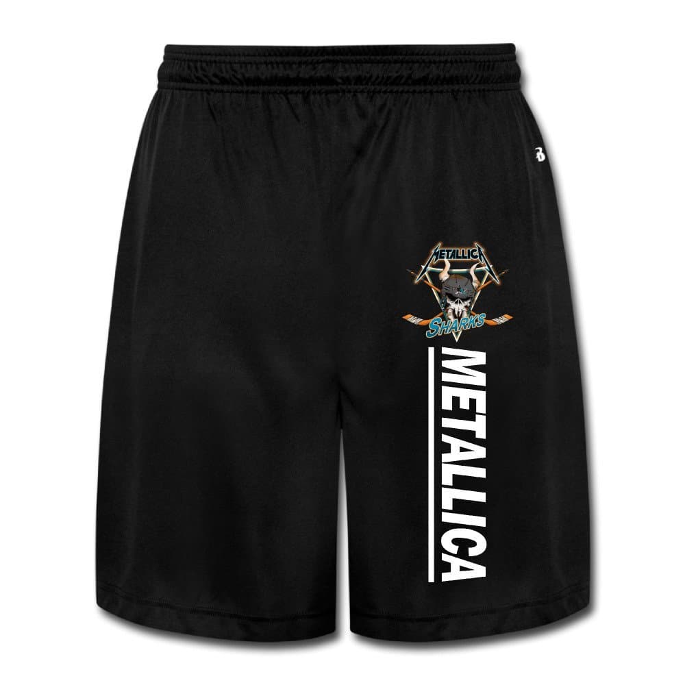 Rebirth Sport Men's Thrash Metal Shark Logo Cotton Workout Pants Shorts