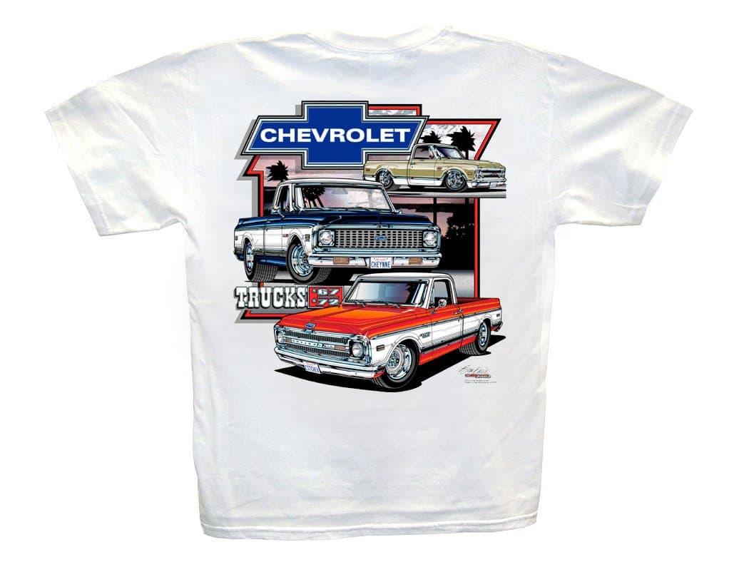 Chevy Trucks 1967-1972 White T-Shirt: Cheyenne Super C/K C-10 Chevy