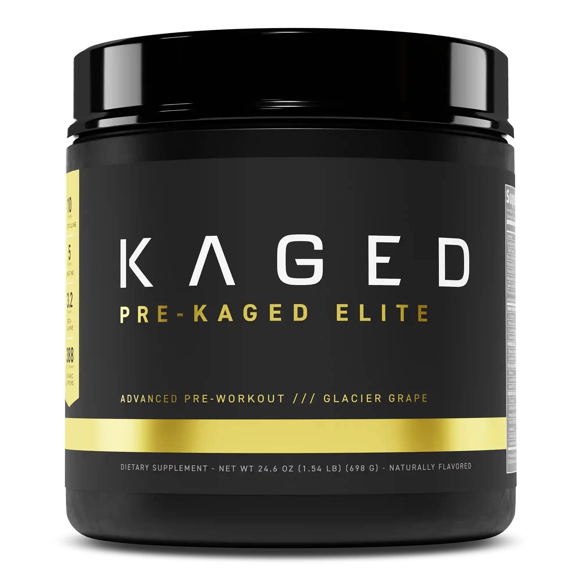 Kaged High Stimulant Pre Workout Powder | Glacier Grape | Pre-Kaged Elite | L-Citrulline | Creatine | Beta Alanine | 388mg Caffeine | Nitric Oxide Booster | 20 Servings