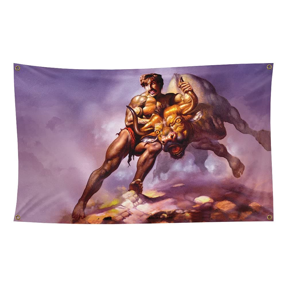 Bull by The Horns Dodgeball White Goodman Flag 3x5 Ft - Nelk Poster Vivid Color - Cool Outdoor Indoor Banner College Dorm Room, Man Cave, Tailgates and Parties Wall Landscape Tapestry