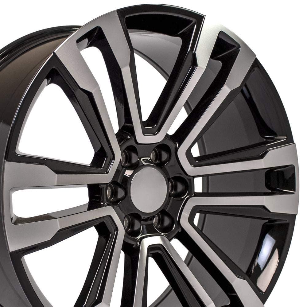 OE Wheels LLC 24 inch Rim Fits 6x139.7 Silverado Suburban Tahoe Sierra Yukon Escalade CV44 24x10 Black Machined Wheels Hollander: 5822