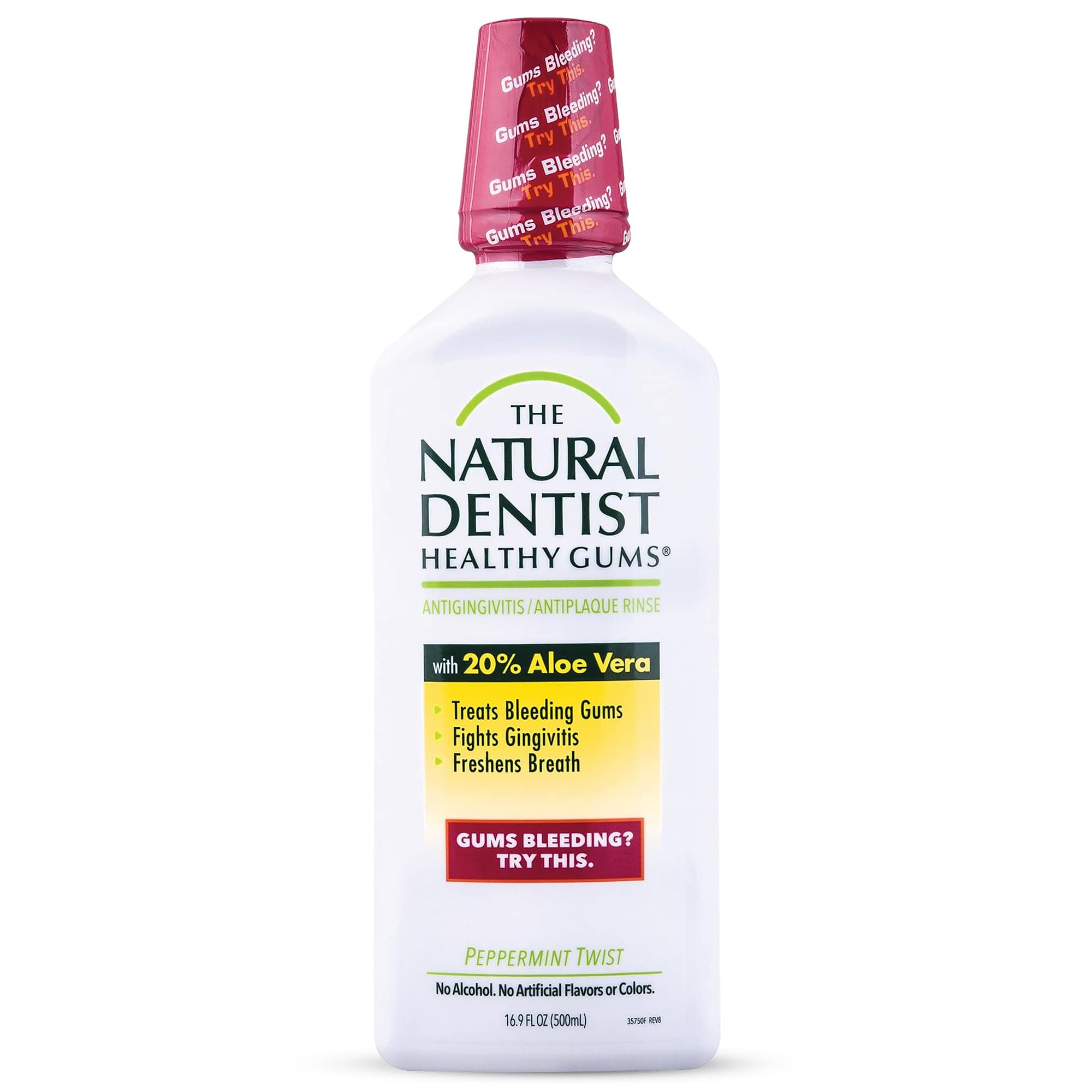 The Natural Dentist Healthy Gums Antigingivitis/Antiplaque Rinse, Adults 12 & Up, Gingivitis Mouthwash, Bleeding Gums Treatment, Safe for Chemotherapy Patients, Aloe Vera, Alcohol-free, 16.9 fl oz