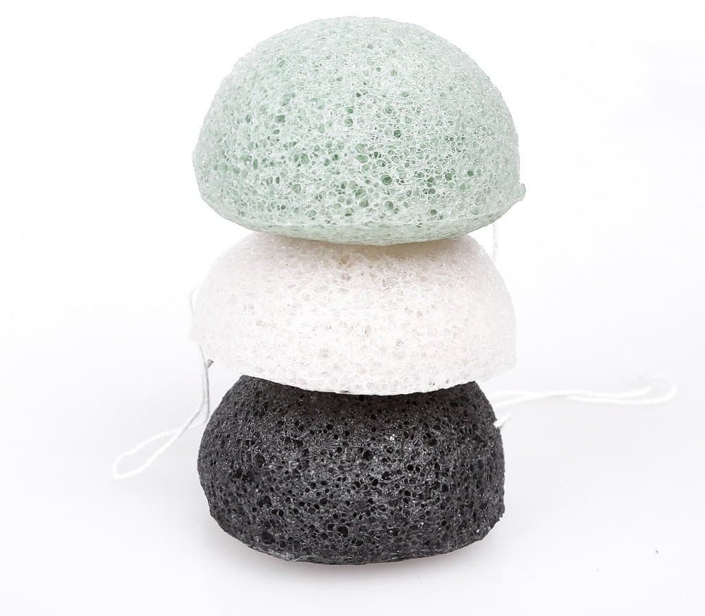 Konjac Sponge Set Of 3 Exfoliating Facial Sponges-Natural Cleaning Sponge-White-Activated Bamboo Charcoal-Green-Vegan-Better Than Loofah For Cleansing Face From Xfacio Labs