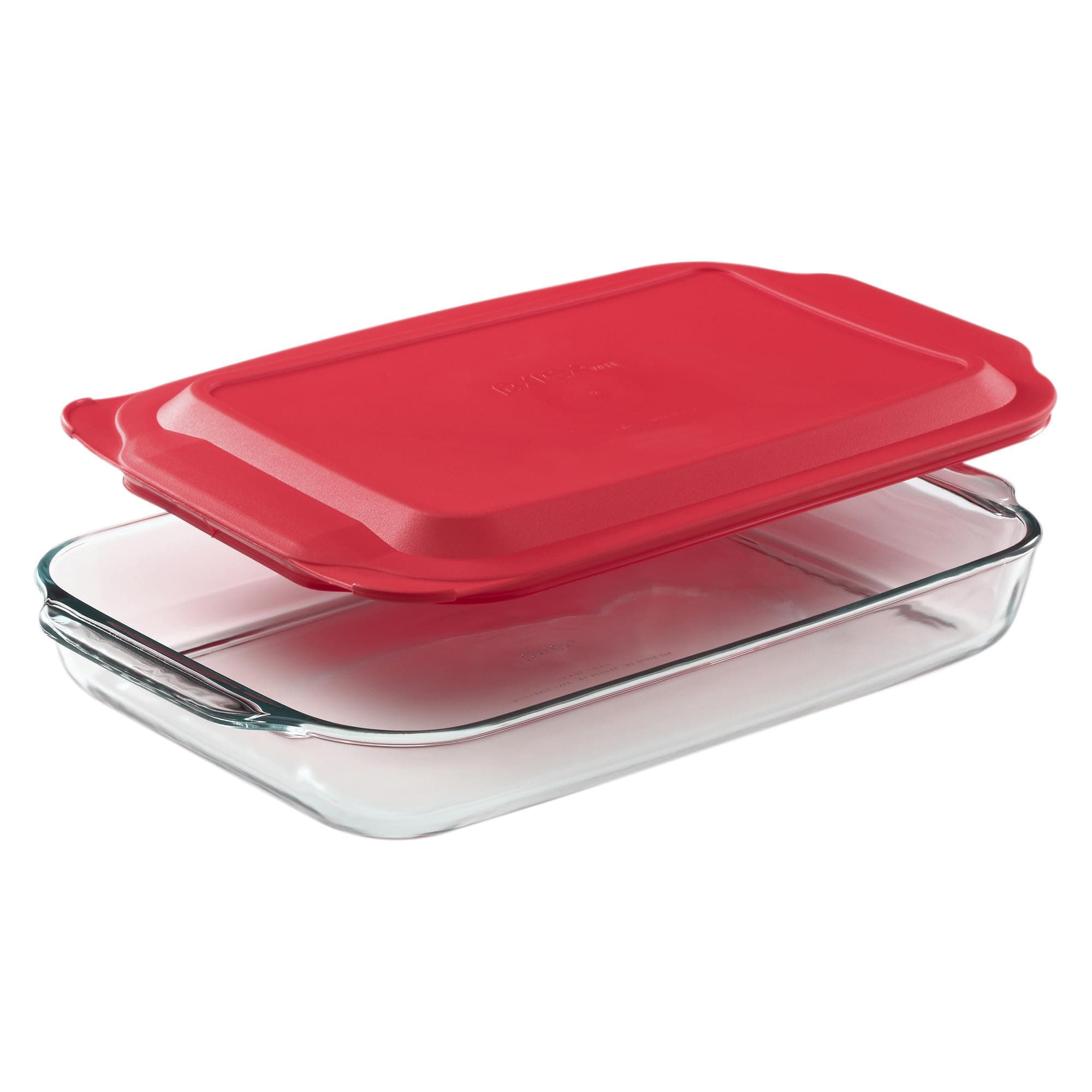 Basics 3 QT Glass Baking Dish With Plastic Lid, Casserole Dish, Glass Food Container, Oven, Freezer And Microwave Safe, Clear Container