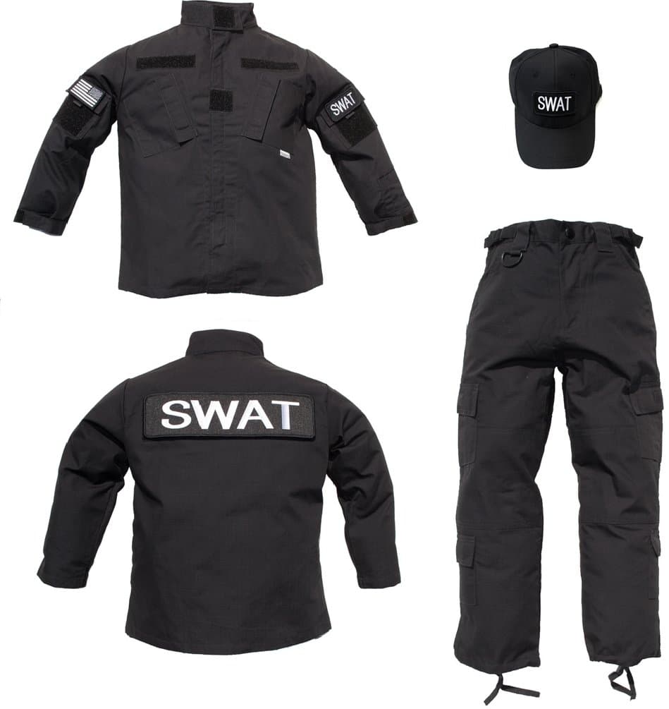 Kids 3 pc Trooper Black Tactical SWAT Ripstop Uniform