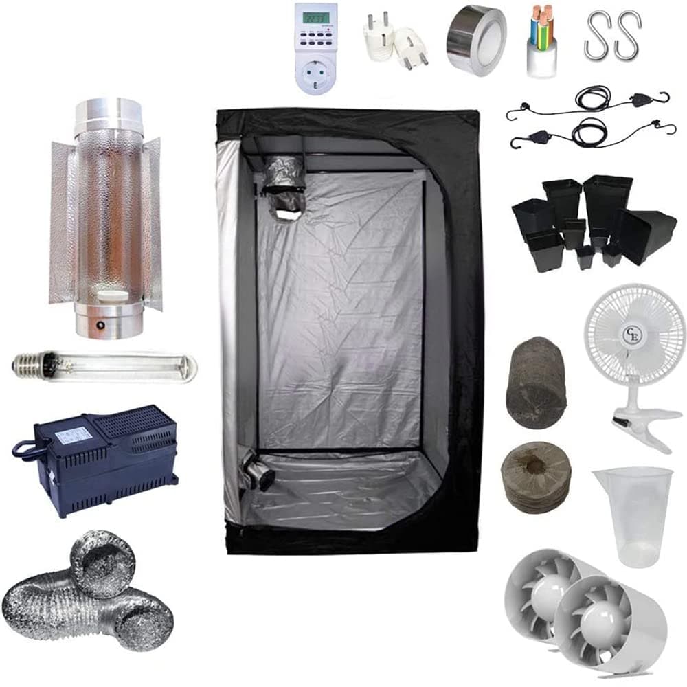 Hydroponic Grow Room Kit 600W HPS Cooltube Protube - Tent 100x100x200 - Ballast Agrolite 2
