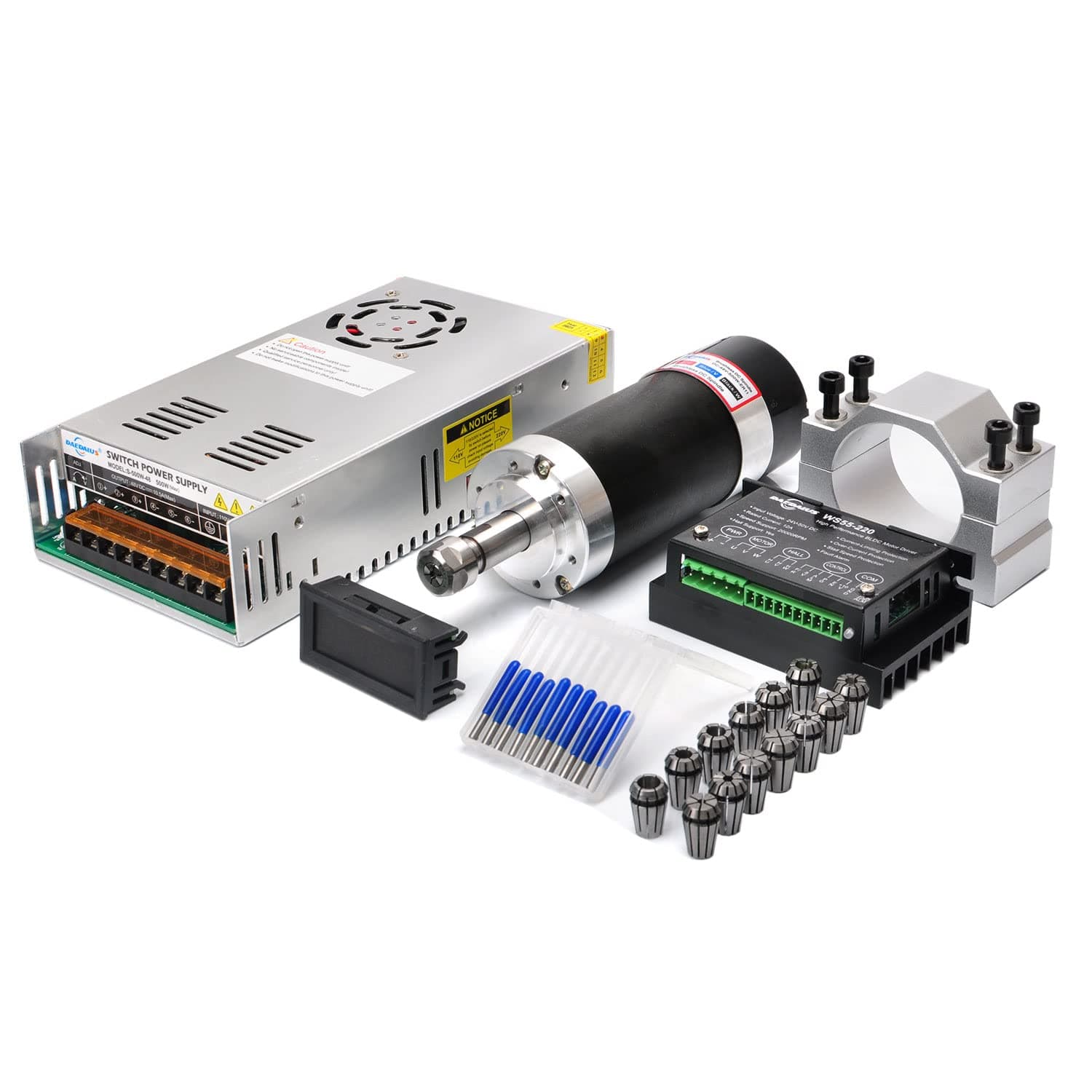 CNC Brushless Spindle Motor Kit, 500w, ER11, 48V DC, 12000RPM
