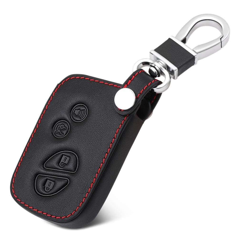 AndyGo Genuine leather Remote Control Key Cover fit for lexus s300 es330 es350 rx350 rx300 is300 is250 gx470 gx460 ls460 gs300 gs400 gs350 nx gx smart key case holder 4 buttons, Red, One size