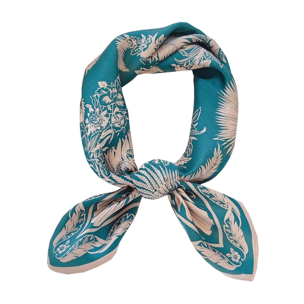 ANDANTINO 100% Real Mulberry Silk Scarf -21'' x 21''- Lightweight Neckerchief –Women Men Small Square Digital Printed Scarves