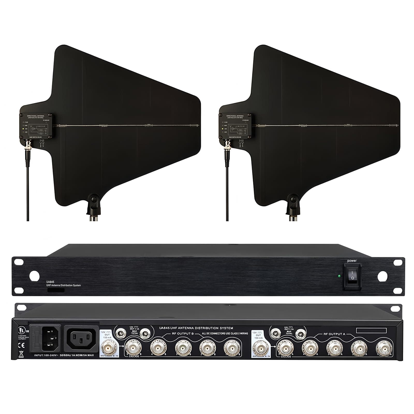 UHF Active Directional Antenna Power Distribution System for SHURE Wireless Microphone System with Antenna Paddle