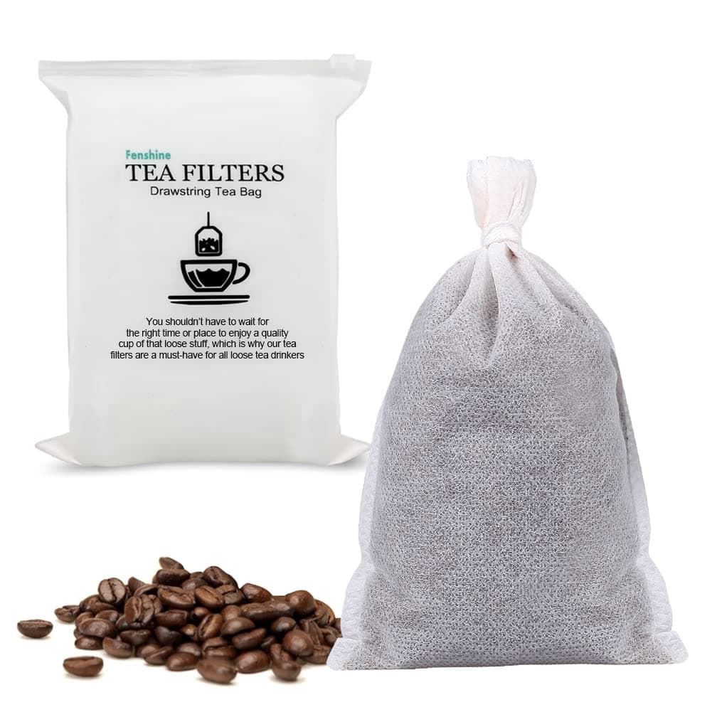 Disposable Leaf Tea Filter Bags Empty Cotton Drawstring Filter Tea Bags for 100 to 400 Tea Leaves (3.54" x 2.75")