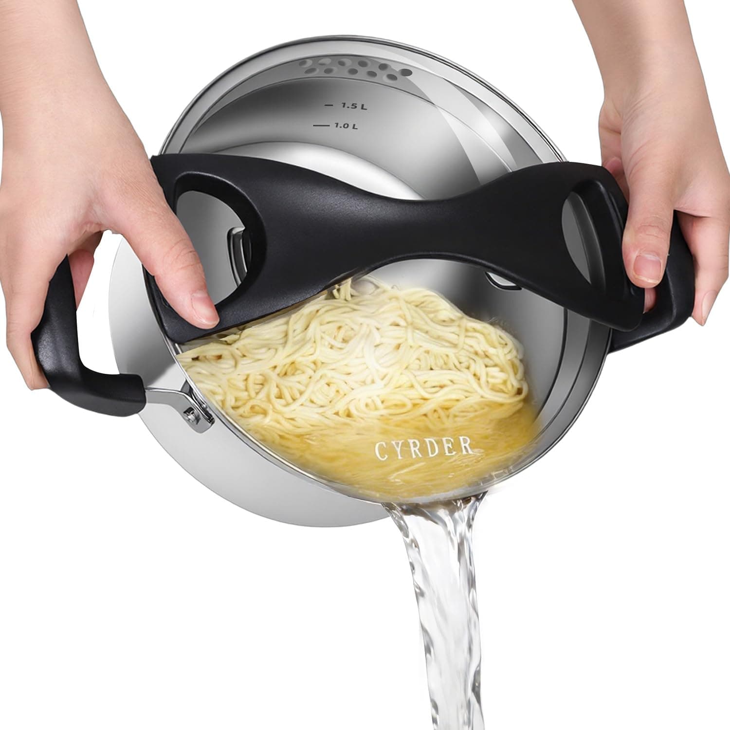 Stainless Steel Pasta Pot, Dutch Oven, Induction Pasta Pot with Strainer Lid, Stock Pot/Soup Pot, Easy Cleanup Stylish Cookware, Dishwasher Safe, 5 Quart