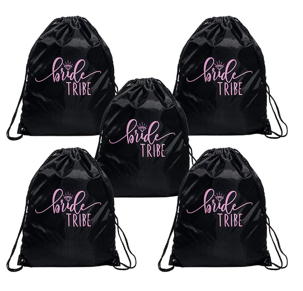 Anderson's Bride Tribe Drawstring Bags, Set of 5, Bridesmaids, Gifts