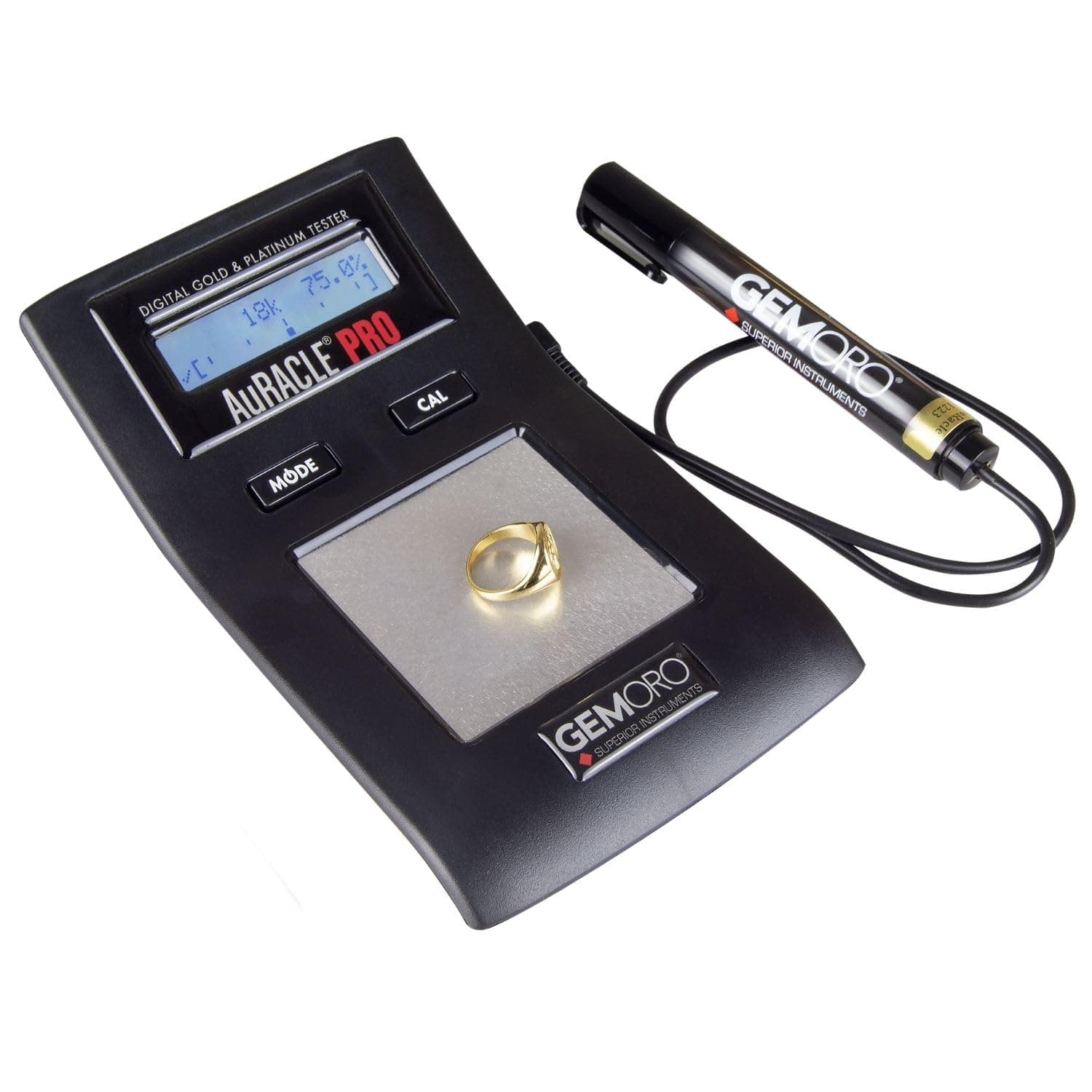 GemOro AuRACLE PRO Gold Tester | Accurate Compact Portable Machine with Electronic Digital LCD Display Gold & Platinum Tester | Precision Tool with Expert Professional Jewelry Reading & Accuracy