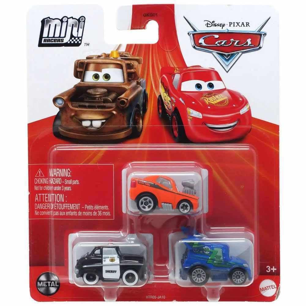 Pixar Mini Racers (Snot Rod - DJ - Sheriff) 3 Pack Minis New