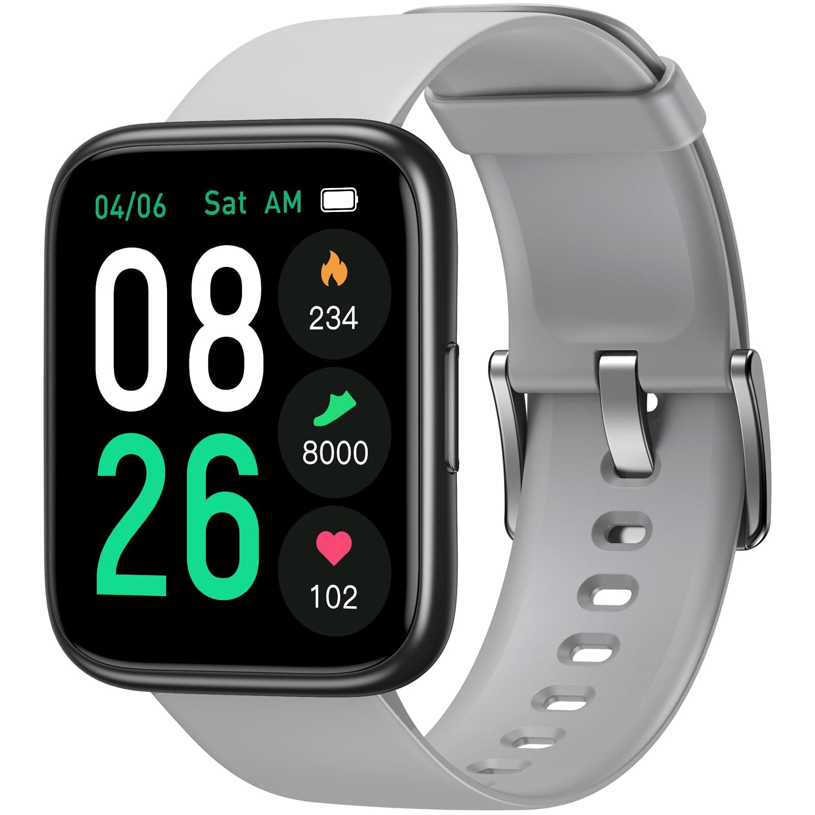 EURANSSmart Watch 45mm, AMOLED Fitness Watch with Heart Rate/Sleep Monitor Steps Calories Counter, IP68 Waterproof Activity Tracker Compatible with Android iOS, Gray