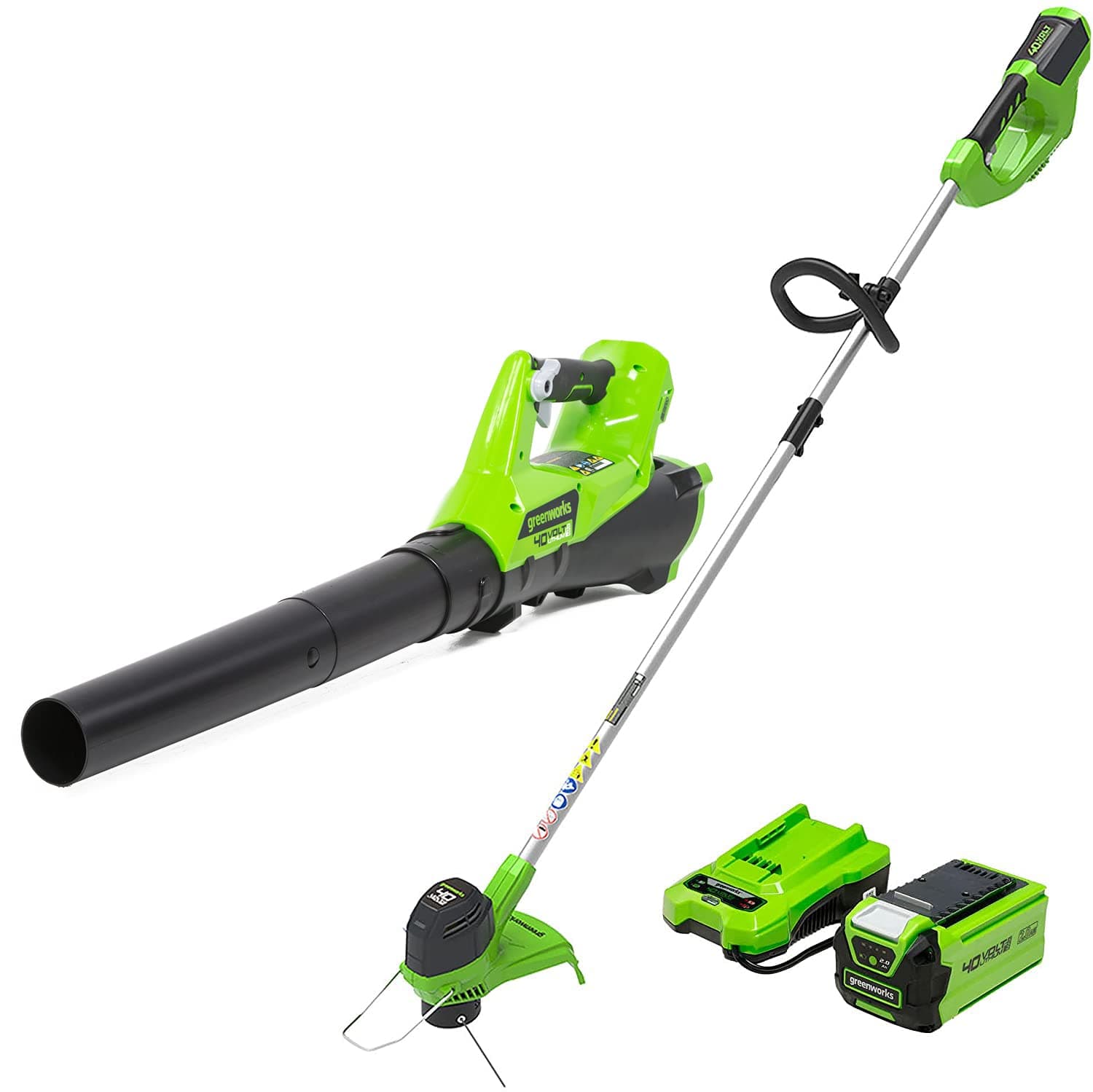 Greenworks G-MAX 40V Cordless String Trimmer and Leaf Blower Combo Pack, 2.0Ah Battery and Charger Included STBA40B210