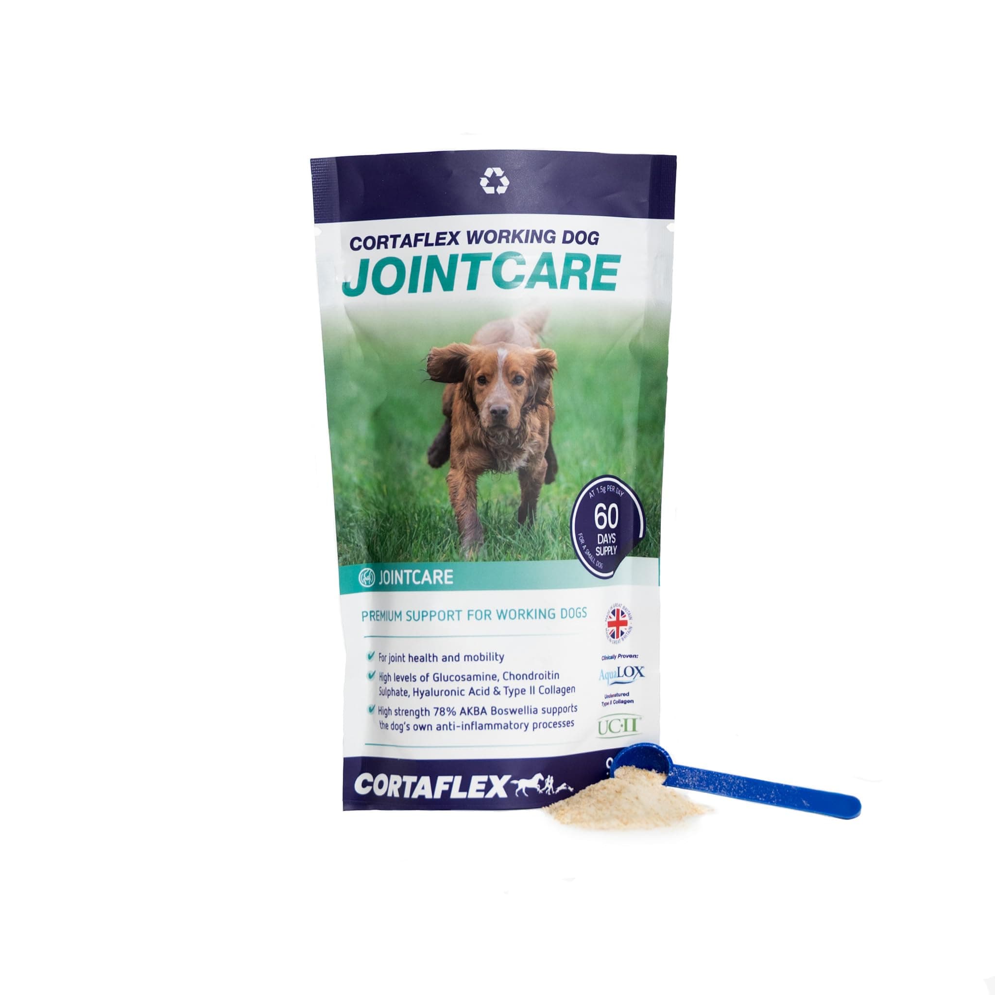 Working Dog Supplement Powder (90g). Joint Supplement for Working Dogs. Suitable for All Ages & Breeds. Contains Glucosamine, Chondroitin & Hyaluronic Acid For Joint Structure & Lubrication