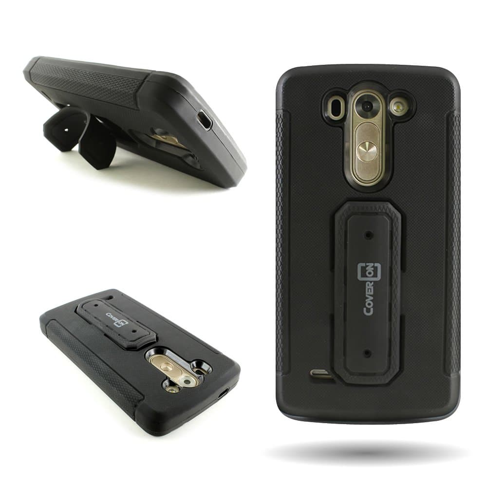 LG G3 Vigor Case, CoverON Hybrid High Impact Hard Case for LG G3 Vigor Heavy Duty Stand Phone Cover - Black / Black (Will Not Fit LG G3)