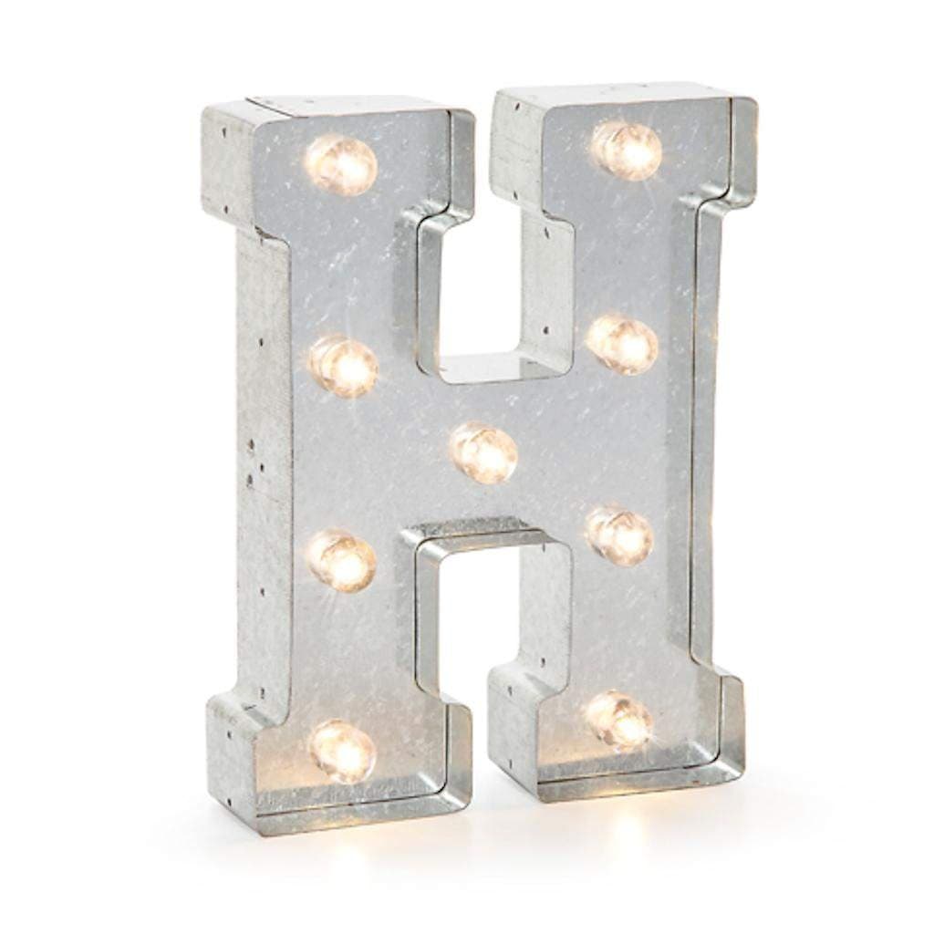 Silver Metal Marquee Letter – H - 9.87” Tall, Galvanized Silver Finish
