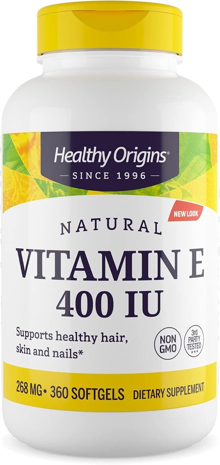 Healthy OriginsVitamin E 400 IU (Natural, Non-GMO, Gluten Free, Skin Support, Cardiovascular Support), 360 Softgels