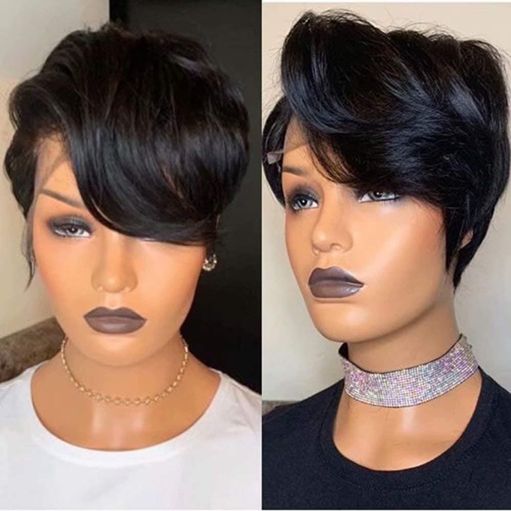 Maxine pixie cut wig short lace front human hair wigs Pre Plucked With Baby Hair 13X4 Straight Lace Front Wig Brazilian Wigs Remy Hair 6inch