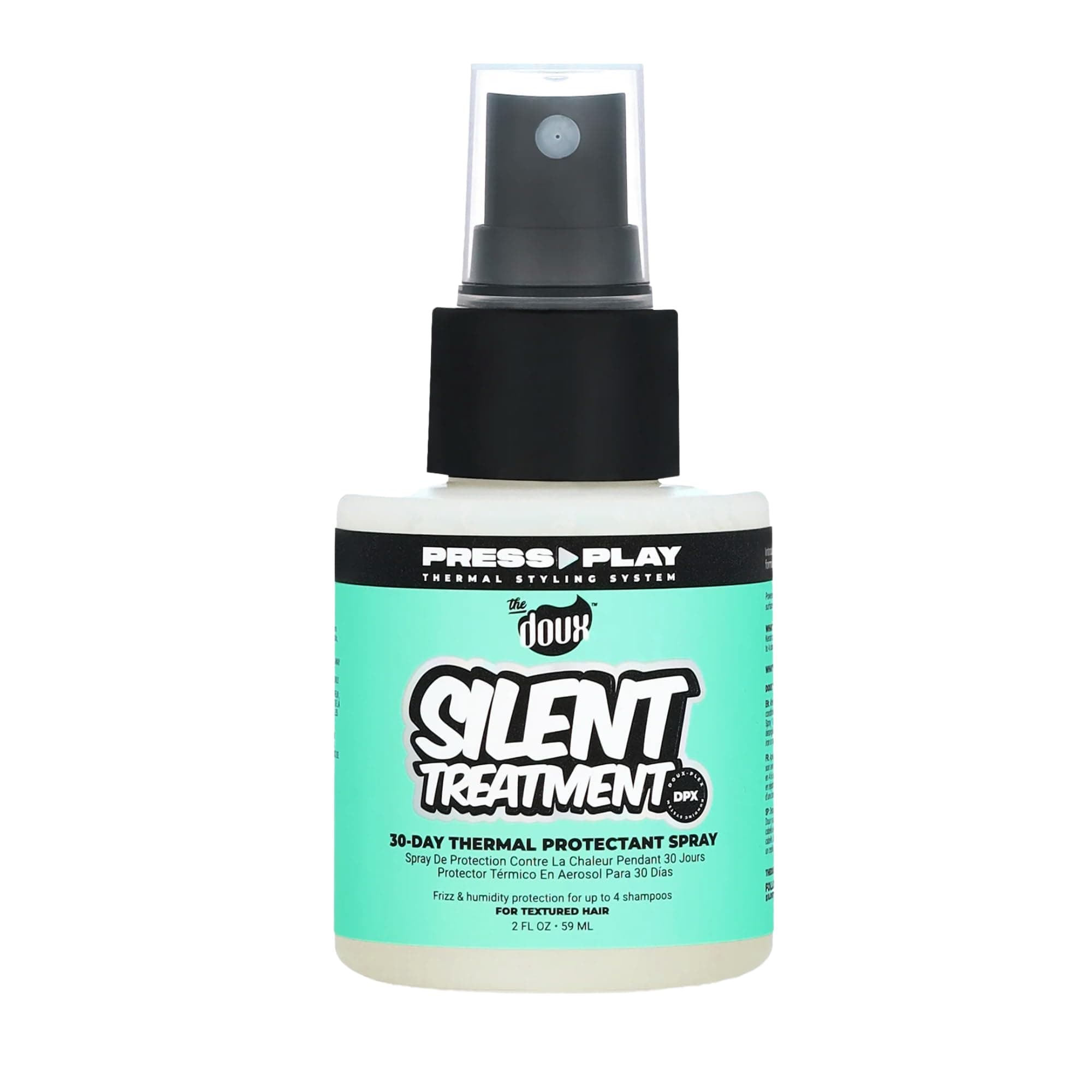 SILENT TREATMENT Anti-Frizz Heat Protectant Spray for Curly Hair – 30-Day Humidity Shield Hairspray with Keratin & Corn Starch – Travel Size Hair Styling Spray, 2 oz