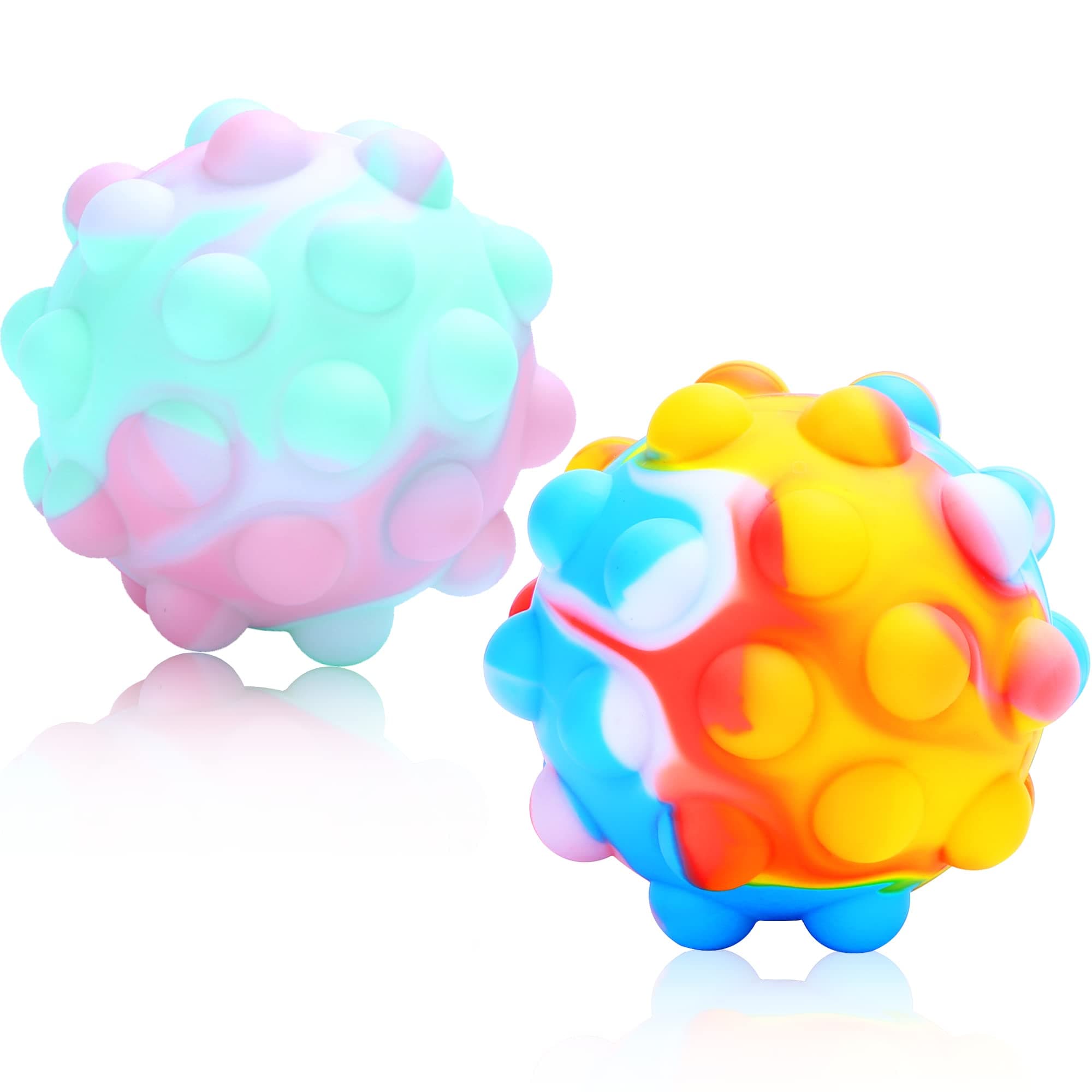 Pop Ball Squishy Fidget Toy 3D Squeeze Stress Balls with Popping Noises Portable Sensory Early Education Intellectual Brain Decompression Toys (2 Pack Mixed Blue) Stocking Stuffers for Kids