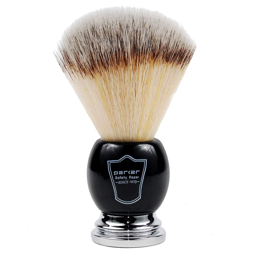 SYNTHETIC Bristle Shaving Brush with Deluxe Black and Chrome Handle & Stand **NEW FOR 2016
