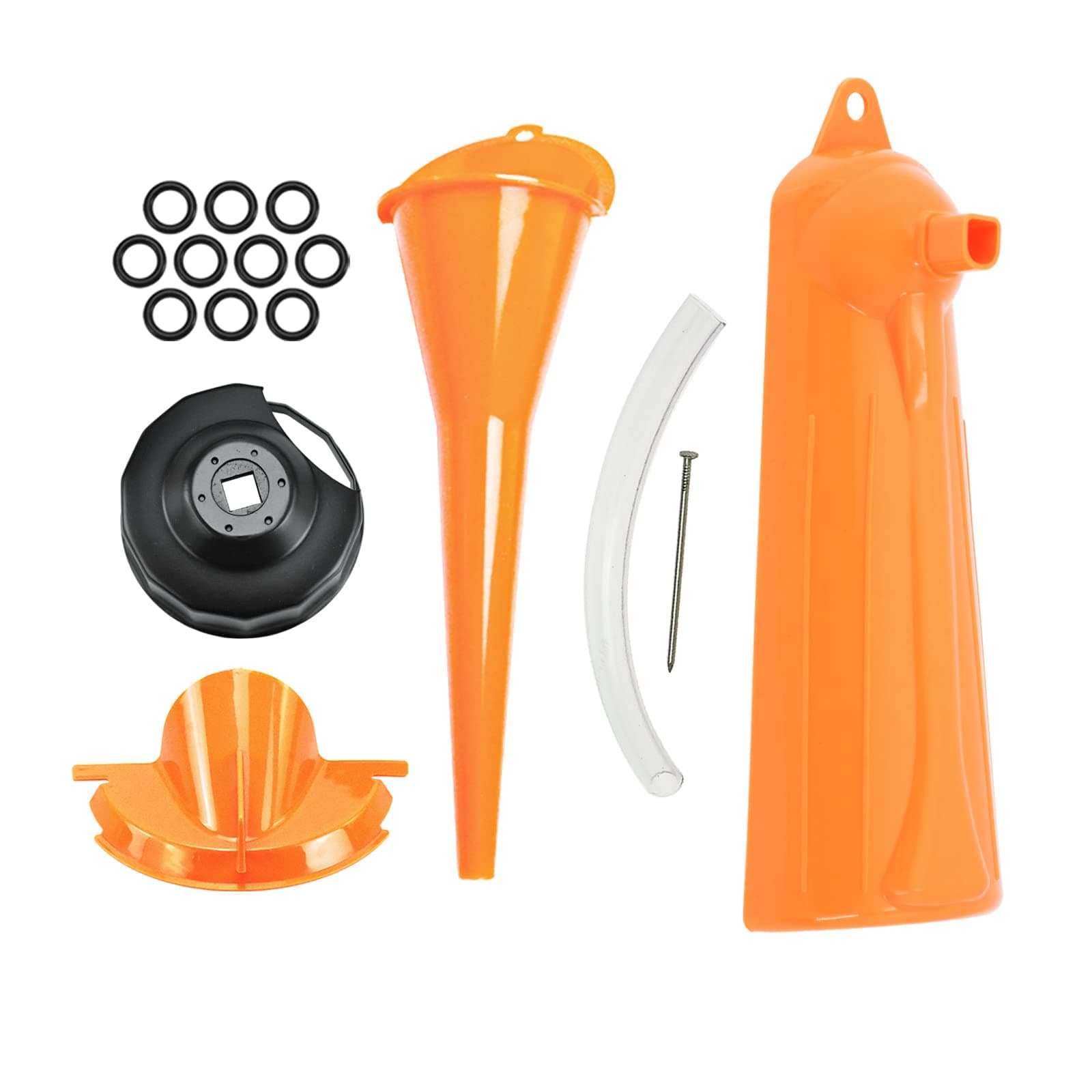 – HDBUBALUS Motorcycle Oil Filter Wrench Drain Funnel Primary Crankcase Case Oil Fill Change Funnel Drain Plug O-ring Drip Free Fit for Harley Sportster XL883 Breakout FXSB Touring Softail Dyna