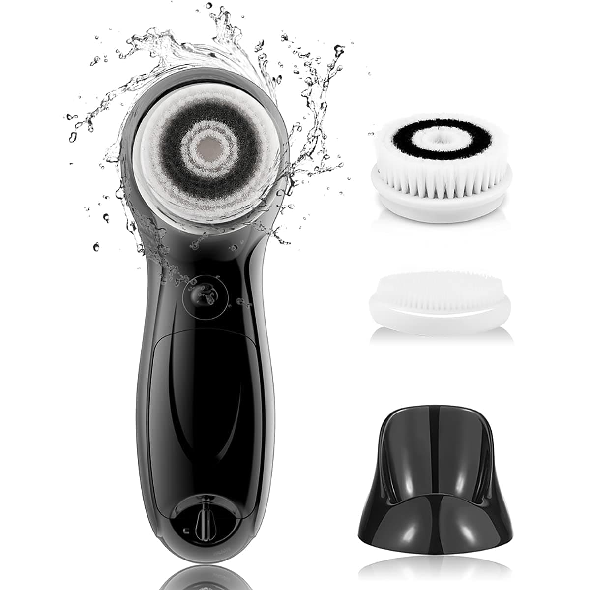 Facial Cleansing Brush for Men, Face Cleansing Brush Electric with Stand, 3 Brush Heads, 2 Speeds, IPX5 Waterproof, Battery-Powered, Suitable for All Skin Types, AG-0759M