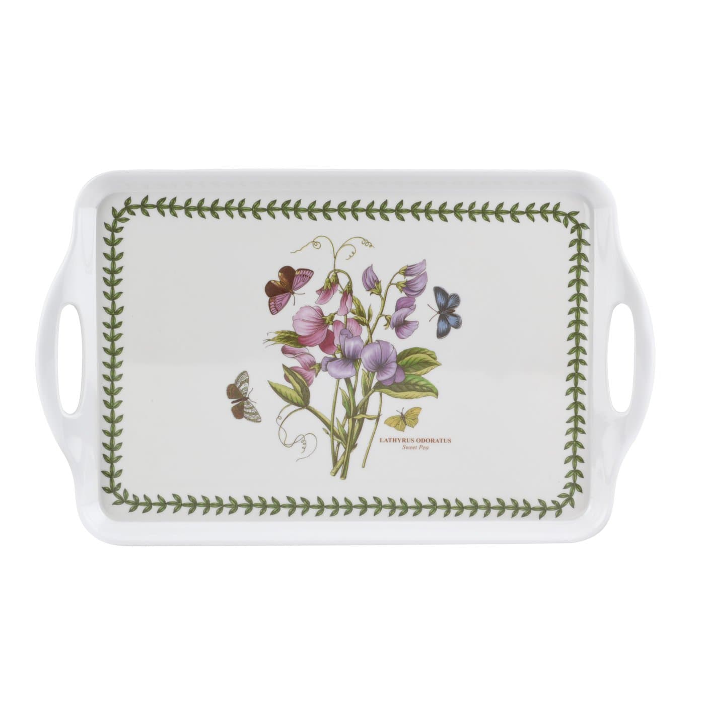 Portmeirion Home & Gifts Sweet Pea Handled Tray, Porcelain, Multi-Colour, 39 x 24 x 2.5 cm