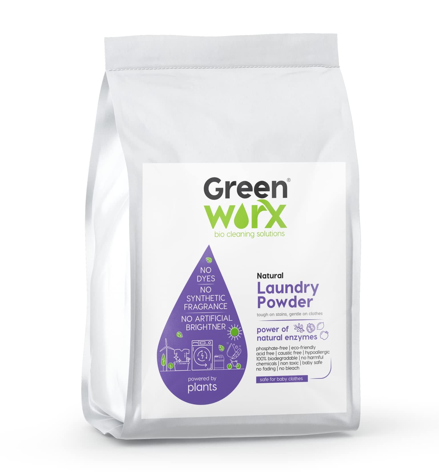 Greenworx - Bio Cleaning Solutions Ultra Laundry Powder Pack Of (3 Kg) | Superfine Use In Top Load And Front Load Washing Machine, Natural, 100% Biodegradable, Baby Safe Natural Laundry Powder