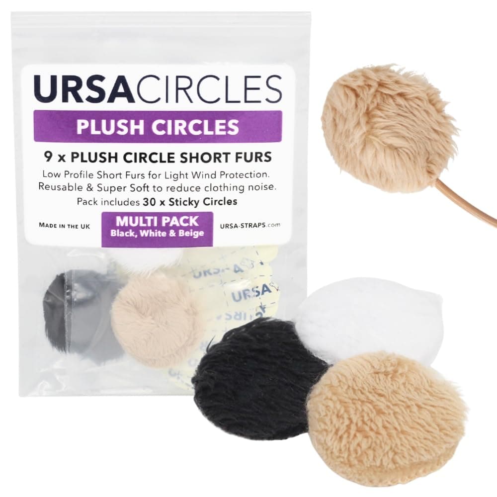 URSA Plush Circles - 5mm length short fur LAV covers. Reusable & Super Soft. 25mm Diameter (9x Circles + 30x Stickies, MultiPack)