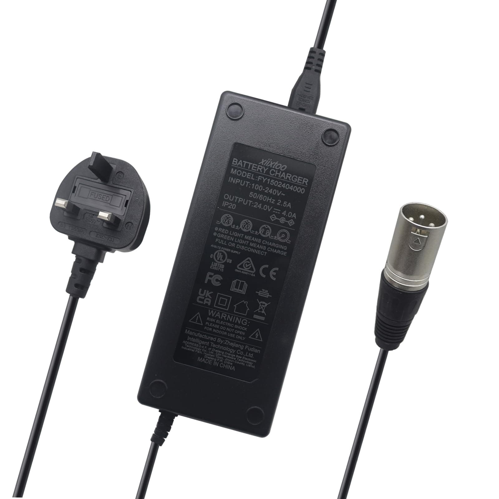 24V 4AMP Lithium Battery Charger For Mobility Wheelchair, Scooter, Motorcycle, eBike, Lawn Mower, Marine Boat, Pride Mobility, Jazzy Power Chair, Drive Medical, Shoprider Male 3-Pin XLR Plug