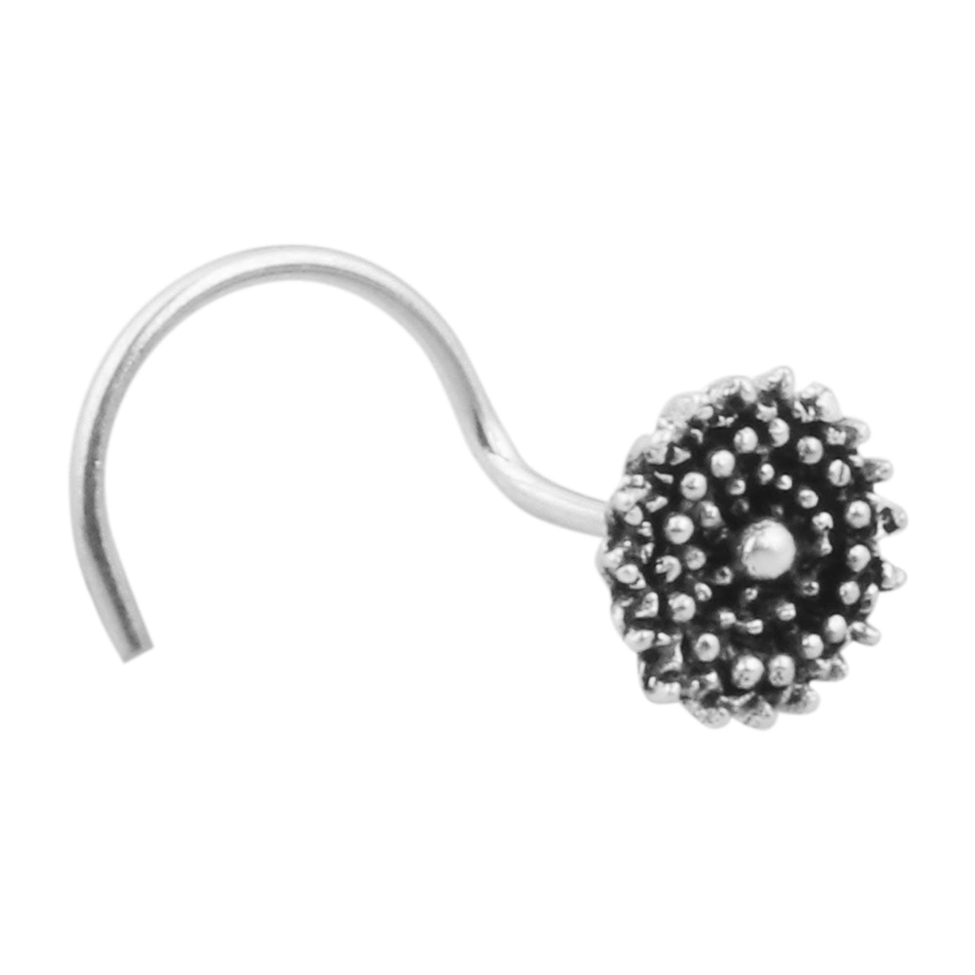 925 Sterling Silver handmade Antique oxidised nose pin for womens