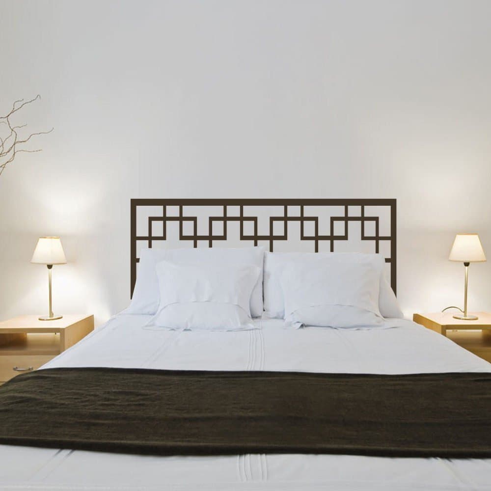 MairGwall Wall Decal Headboard Vinyl Overlapping Squares Decor Bedroom Wall Art £¨NOT Real Headboard (Dark Brown, King)