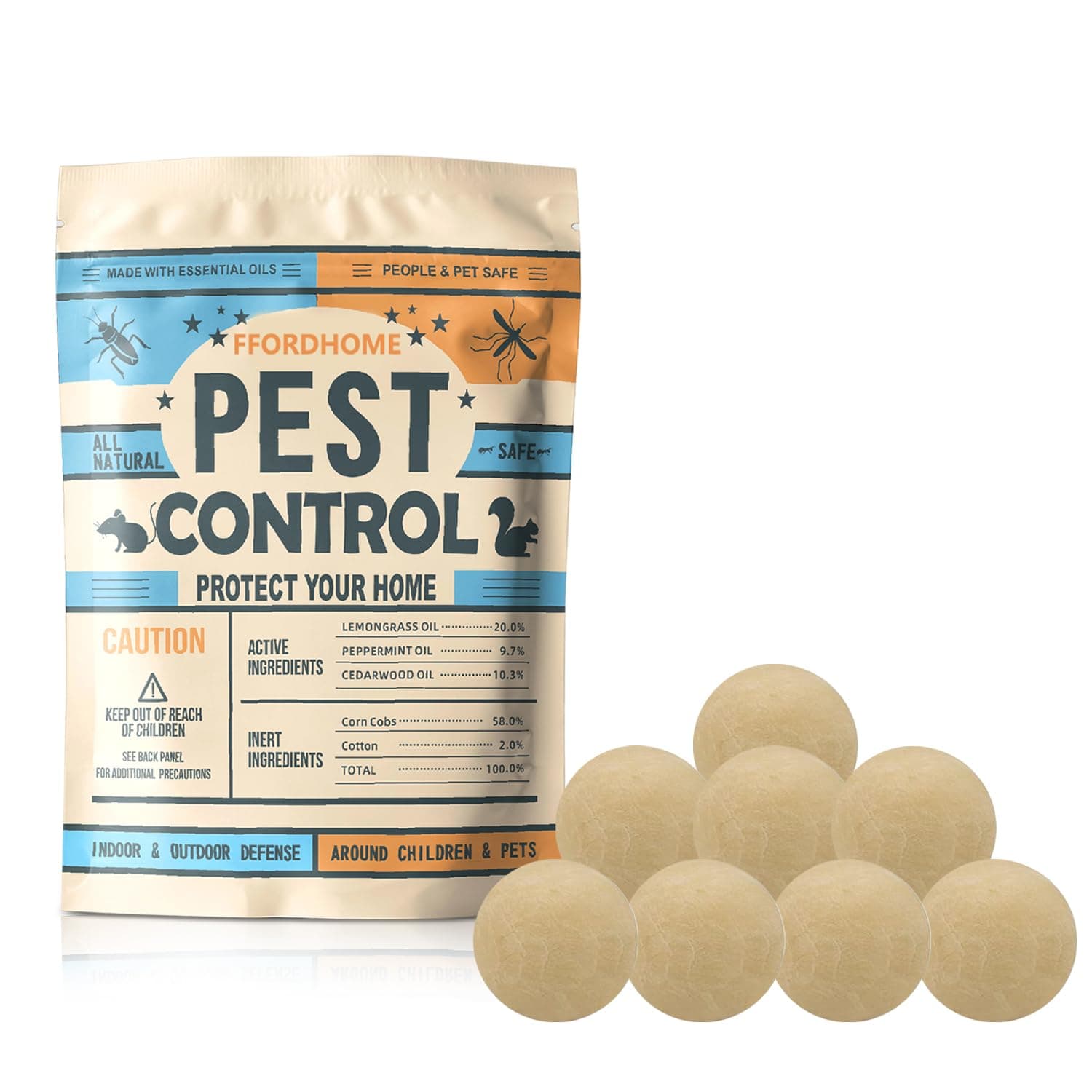 Pest Repellent ， Moth Balls for Outdoor use， Keep Pest Away Repel Mice and Rats, Roach, Ant, Spider, Mosquito & Moth（8BALLS）
