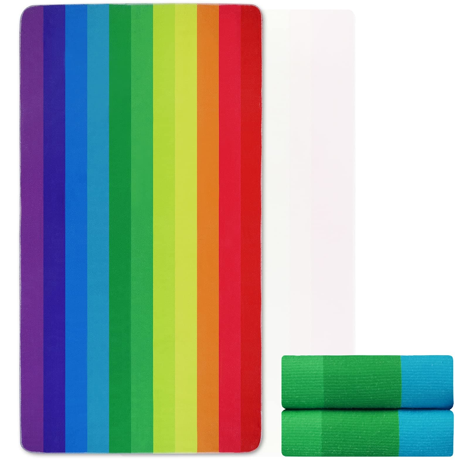 Pknoclan Microfiber Rainbow Beach Towel, Colorful Striped Beach Towels Oversized, Soft Absorbent Quick Drying Bath Towels for Swim, Pool, Yoga, 31.5 x 59.1 Inches